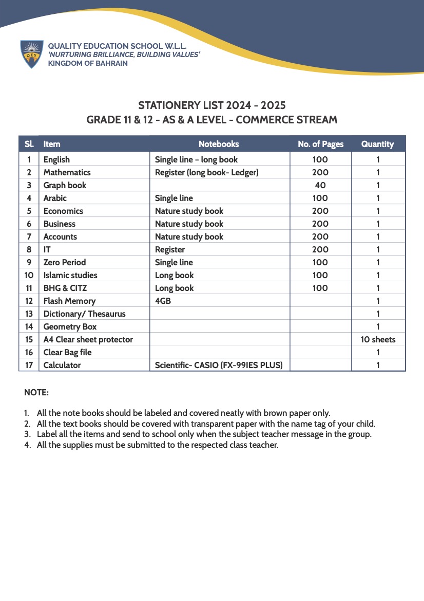 Grade 11 & 12 - Commerce