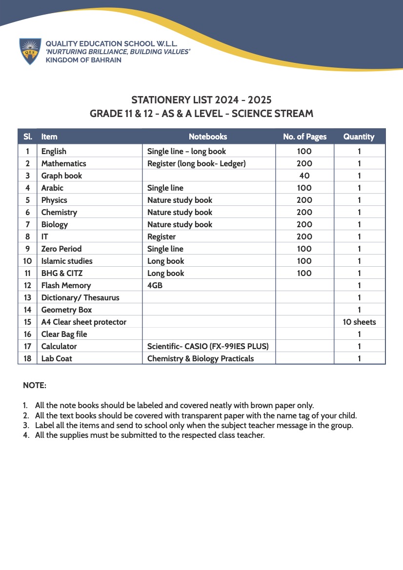 Grade 11 & 12 - Science